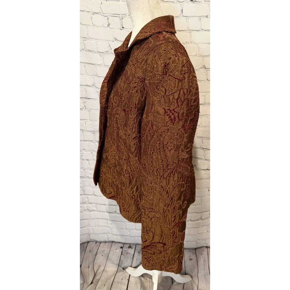 Vintage Brocade Paisley Tapestry Tailored Steampunk Victorian Jacket Blazer XL - Picture 4 of 8